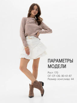 Лонгслив тельняшка хлопок 95%, лайкра 5%, ,бежевый - Binita фото 10