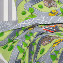 Автодром 1,5 сп./Пододеяльник: 1 шт. - 215*143; Простыня: 1 шт. - 214*150; Наволочка: 2 шт. - 70*70; Бязь детская - Артпостель фото 3