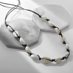 Чокер из ракушек «Морской», чёрно-бежевый, 75 см