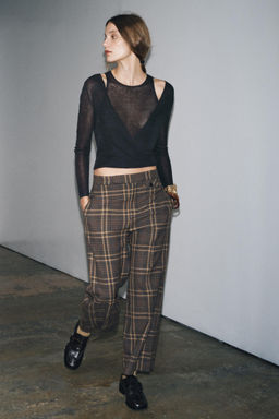 ZW COLLECTION CHECK ANKLE GRAZER TROUSERS