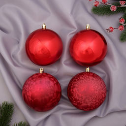 Ёлочные игрушки Чары волшебства, шары новогодние, d=10 см, набор 4 шт., красный