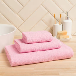 Полотенце махровое Экономь и Я 30*60 см, цв. розовый, 100% хлопок, 320 гр/м2  фото 2