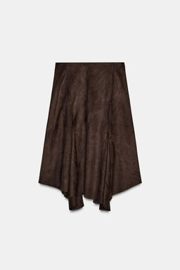 ASYMMETRIC SUEDE-EFFECT MIDI SKIRT - Zara фото 5