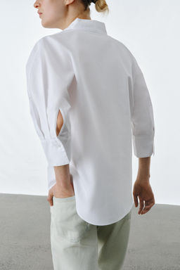CAMISA ESCOTE PICO ZW COLLECTION / Blanco - Zara фото 3