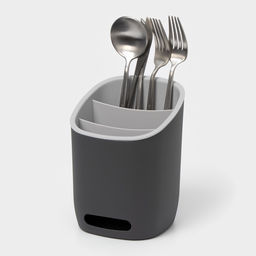 Подставка для столовых приборов IDEA «ИЗЛИ», 25×14.5×19 см, пластик, графитовая