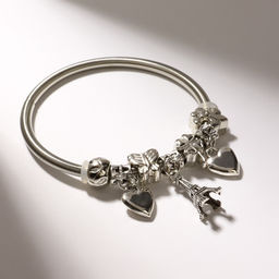 Браслет с шармами «Марджери. Сердце Парижа», d=6 см, цвет серебро