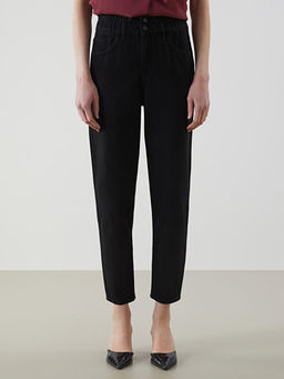 Beli Lastikli Slouchy Fit Kad?n Jean Pantolon