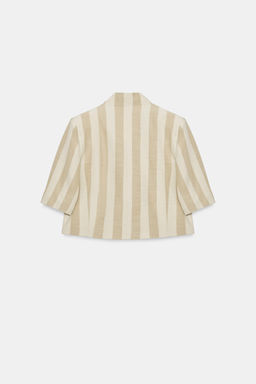 BLAZER CROPPED MANGA CORTA ZW COLLECTION / Crudo / Beige - Zara фото 6