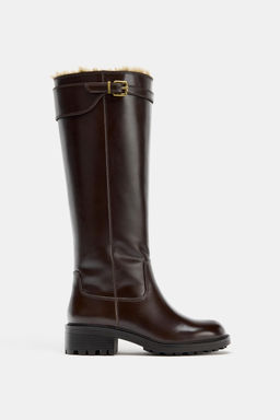 WATER REPELLENT LEATHER BUCKLE BOOTS - Zara фото 4