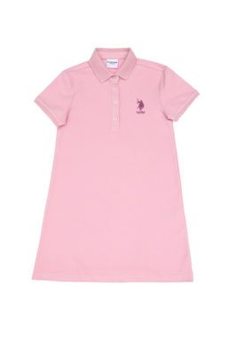 K_z _ocuk A__k Pembe _rme Elbise Sepette S_rpriz _ndirim - U.s. polo assn фото 2