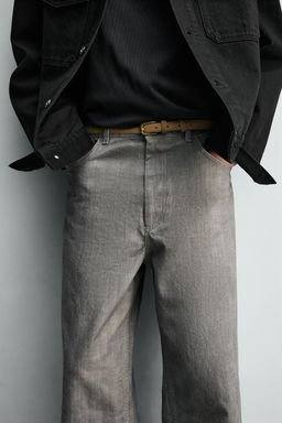 PANTAL?N STRAIGHT FIT ESPIGA / Gris / Tostado - Zara фото 5