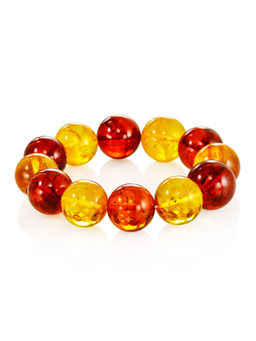 Объёмный браслет из натурального формованного янтаря Шар контрастный