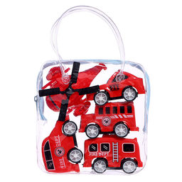 Набор машин «Пожарная», 4 машинки и вертолёт, инерция