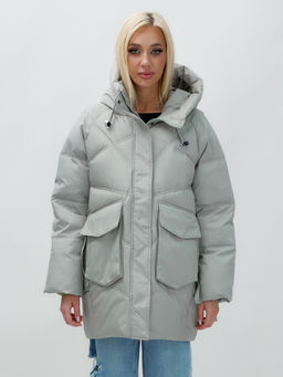 Куртка летучая мышь женская с капюшоном зимняя зеленого цвета 9617Z - Mtforce фото 11