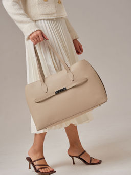 Кожаная сумка Bossy DBR 31382 бежевая пудра  фото 9