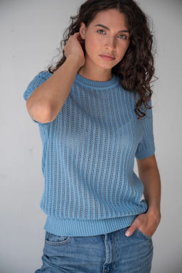 Вязаная футболка ДЖв 1260-6 Голубой