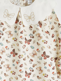 Bebe Yaka Bask?l? K?z ?ocuk Elbise