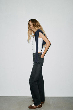 TRF HIGH-WAIST STRAIGHT LEG JEANS - Zara фото 3