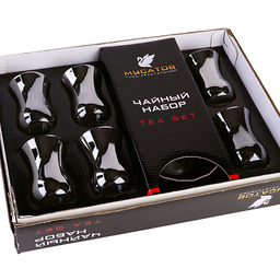 GR42021+54201-06 Набор 6 стакан/блюдца 120 мл Сияющий графит стекло (х5) - Mayer&boch фото 5