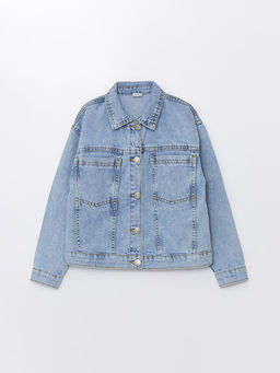 G?mlek Yaka K?z ?ocuk Jean Ceket
