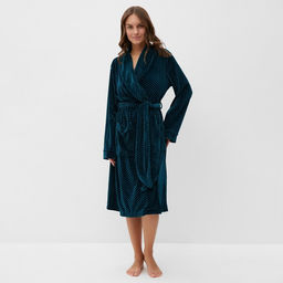 Халат домашний женский KAFTAN «Бархат», размер 48, зелёный