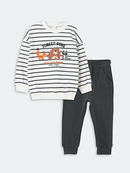Bisiklet Yaka Uzun Kollu Erkek Bebek Sweatshirt ve E?ofman Alt 2li Tak?m