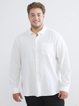 Regular Fit Uzun Kollu Keten Kar???ml? Erkek G?mlek