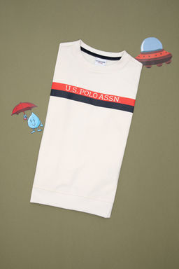 Свитшот для мальчика U.S. Polo Assn кремовый хлопок  фото 5