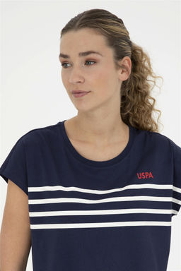 Женская темно-синяя футболка с круглым вырезом - U.s. polo assn фото 2