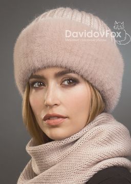 Шапка Адель норка трикотаж дымчатая роза