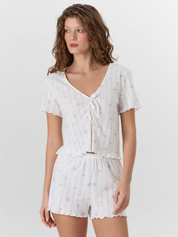 Комплект домашний женский белый с цветочным принтом - Mark formelle фото 3