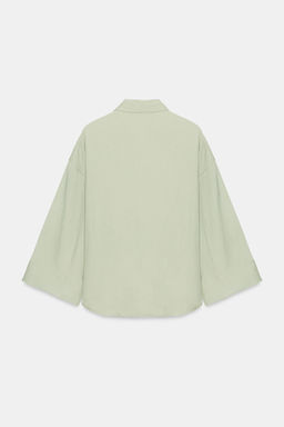 CAMISA OVERSIZE MANGA ANCHA / Khaki claro - Zara фото 8