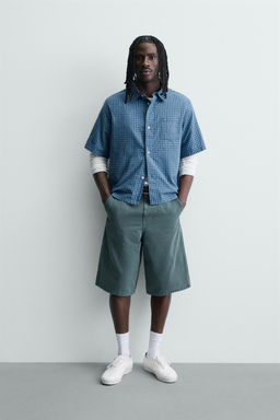 CAMISA BOXY FIT CUADROS / Azul