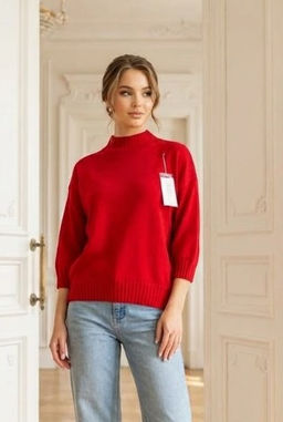 K13338 Джемпер (вязаный трикотаж) КРАСНЫЙ