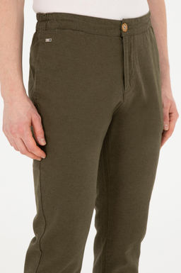 Erkek Haki Carrot Fit Kanvas Pantolon