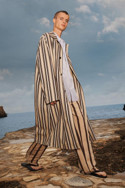 LIMITED EDITION STRIPED COTTON/LINEN TRENCH COAT