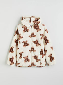 Kap??onlu Pel?? K?z ?ocuk Fermuarl? Sweatshirt