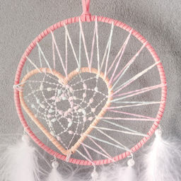 Ловец снов амулет «Сердце в круге», d=16 см, 60×16 см, МИКС