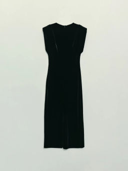 Бархатное платье с драпировкой и пуговицами / Zarina