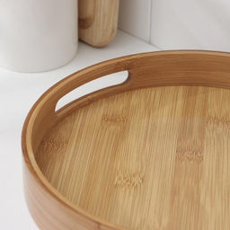 Поднос с ручками Доляна Striata, d=25 см, бамбук фото 3