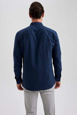 Рубашка из поплина с длинным рукавом стандартного кроя - Defacto фото 8