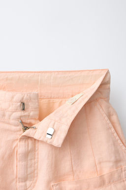 BERMUDA BOLSILLOS 100% LINO / Naranja claro - Zara фото 4