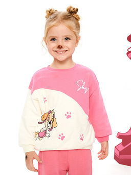 Bisiklet Yaka Uzun Kollu Paw Patrol Bask?l? K?z Bebek Sweatshirt