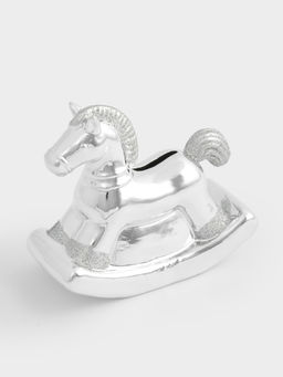 Копилка, 13 см, фарфор P, серебристая, Лошадка-качалка, Horse