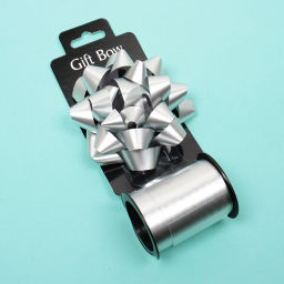 Цена за 2 шт. Набор для декорирования "Романс" бант d=10 см, лента 1,6 см (10м), Серебро