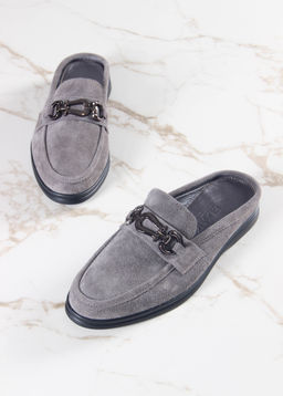 Сабо лоферы 1080.2614bl. серый замок замша