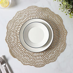 Набор салфеток сервировочных на стол Доляна Мэри, d=38 см, 4 шт, цвет золотой  фото 12