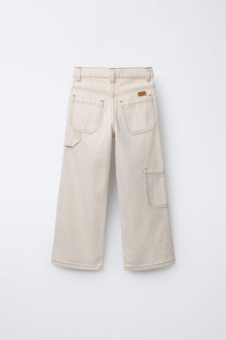 ECRU CARPENTER TROUSERS WITH TOPSTITCHING - Zara фото 6