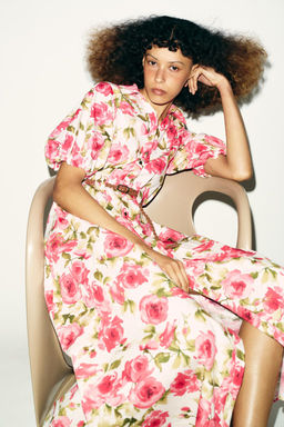FLORAL PRINT MIDI DRESS WITH BELT - Zara фото 5