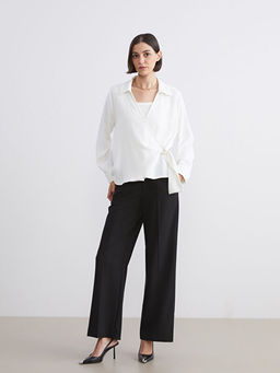 Kruvaze Ba?lama Detayl? Bluz